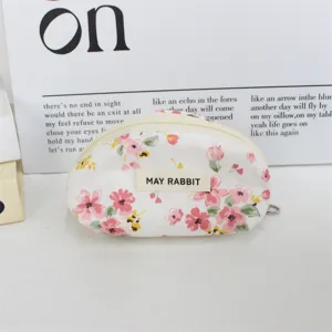 Cute floral shell cosmetic bag portable coin purse zipper pouch mini makeup storage organizer