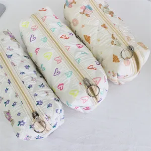 Trousse à crayons matelassée sac de rangement mignon dessin animé pochette pour étudiante.