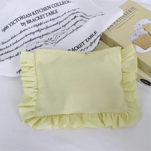 Gelbe karierte Kosmetiktasche süße süße Spitzen-Clutch große Kapazität tragbare Tasche