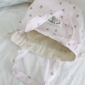 Cute floral corduroy handbag with drawstring closure, portable large capacity storage bag.