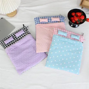 Cute quilted tablet sleeve with bed shape design, soft anti-shock laptop pouch inner bag.
