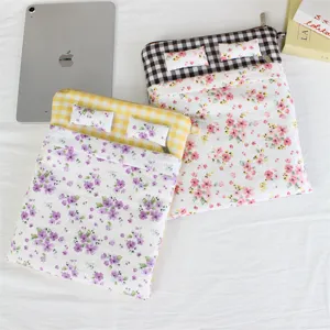 Cute quilted tablet sleeve bag with mini bed four-piece set design, soft shockproof laptop case.