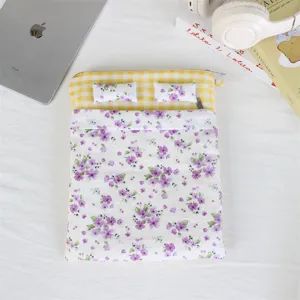 Cute bed shaped quilted laptop sleeve, soft anti-shock tablet inner bag with floral design.