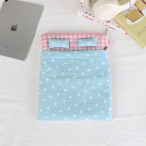 Cute bed design quilted tablet sleeve, soft shockproof laptop bag with heart pattern.