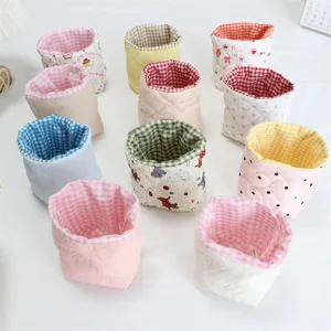 Joli panier de rangement de bureau en tissu, organisateur pliable pour cosmétiques et divers
