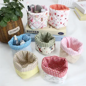Panier de rangement en tissu mignon pour organisateur de bureau, boîte de rangement de dessin animé.