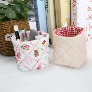 Panier de rangement en tissu style ins mignon dessin animé bureau organisateur cosmétique