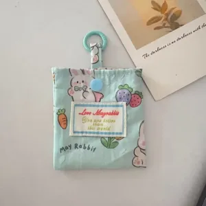Mini schattige canvas hangende portemonnee draagbare mooie konijn patroon opbergtas sleutel