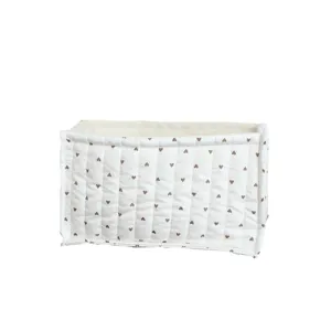 Korean style quilted fabric storage basket for desktop organization, cute heart pattern desktop box.