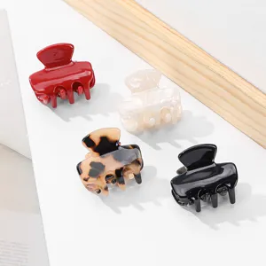 Mini hair claw clips set, four colors and patterns for cute daily hairstyles and bangs.