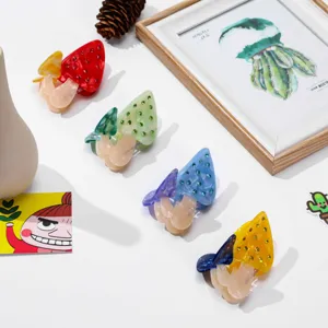 Bunte Acetat Pilz Haarklammern mit Strass, süße kreative Haaraccessoires für Damen.