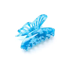 Pince a cheveux papillon bleue en acetate translucide accessoire de coiffure retro