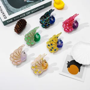 Einzigartige Pfau Acetat Haarklammern Set Strass süße Tier Haarschmuck für Frauen Design