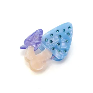 Niedliche Pilz Acetat Haarklammer mit blauen Strasssteinen stilvolles Haaraccessoire Damen