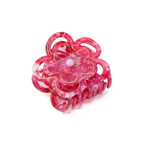 Elegante Acetat Blumen Haarspange rosa Marmor Haarkralle stilvolle Damen Haaraccessoires