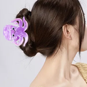 Schluessige lila Oktopus Haarklammer am Dutt getragen, Acetat Haarkrebs fuer Damen Haarstyling
