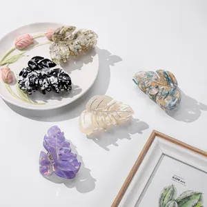 Koreanischer Acetat Blatt Haarklammer elegante Haargabel Haarschmuck fuer taegliche Frise
