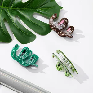 Western Style Acetate Snake Hair Claw Clip Water Ripple Polka Dot Animal Shaped Shark Hair Jaw Clip For Women Daily Accessories
