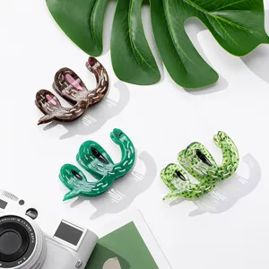 Snake hair claw acetate clips unique animal design green brown hair accessories styling