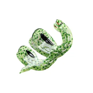 Green snake hair claw clip, acetate geometric animal hair accessory for women and girls daily wear.