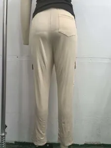 Women casual cargo pants slim fit stretch khaki trousers with back and side pockets daily