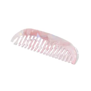 Pink marble wide tooth hair comb, elegant retro hair styling accessory for daily use.