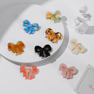 Koreanische Acetat Schleife Haarspange Elegante Marmor Muster Entenschnabel Seiten Clip Süße Handgemachte Mode Haarschmuck Für Damen