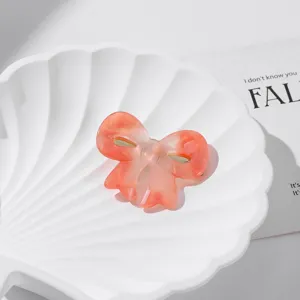 Orangerosa Schleifen Haarklammer für Damen, stilvolle Acetat Entenschnabel Klammer.
