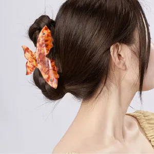 Elegante Acetat Fisch Haarkralle Süße Haifischclip Schildpatt Tiermuster Große Hochsteckfrisur Haarklammer Haarnadel Accessoires Für Damen