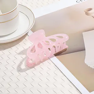 Rosa karierte transparente Haarklammer, süßer großer Hai-Clip für Damenhaare und Styling.