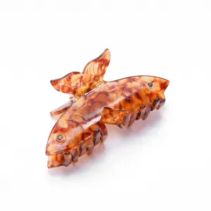 Acetat Fisch Haarklammer für Damen, stilvolles Schildpatt Design für Hochsteckfrisuren.
