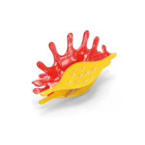 Pinza de pelo de coral de acetato elegante, diseño rojo y amarillo vivo, accesorio chic.