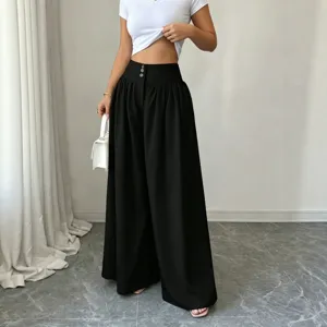 High waist wide leg pants for women summer casual solid color drape loose trousers chic outfits