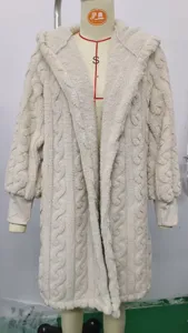 2026 Spring Women Loose Plush Hooded Long Sleeve Coat Casual Warm Outerwear Daily Wear