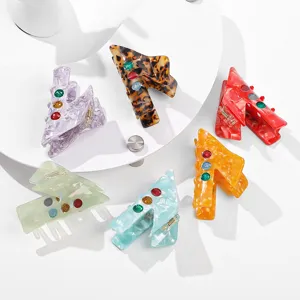 Handgefertigte Dreieck Acetat Haarklammer Für Damen Trendy Marmormuster Haargreifer Geometrisches Pendel Haar Zubehör