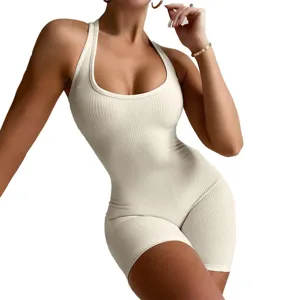 Detail view of ribbed halter neck bodysuit, soft knit fabric texture, close-up shot.