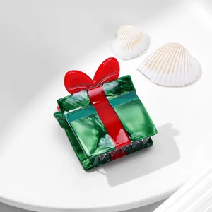 Acetat Haarklammer mit Weihnachtsgeschenkbox Design, stilvolles Haaraccessoire Damen.
