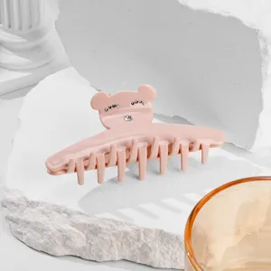 Koreanische Acetat Haarklammer, süßes rosa Bär Design mit funkelnden Strasssteinen für Frauen.
