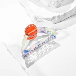 Elegante Acetat Haarklammer für Damen, bunte geometrische Haarklammer mit Strass Verzierungen.