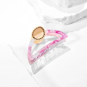 Elegante rosafarbene Acetat-Haarklammer mit Strassdetail für stilvolle Frisuren im Alltag.