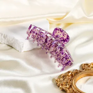 Koreanische lila Acryl Haarklammer elegante Haifischklammer für Damen Haarstyling