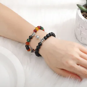 Detail shot of magnetic couple gemstone bracelets showing exquisite bead texture and magnetic clasp.