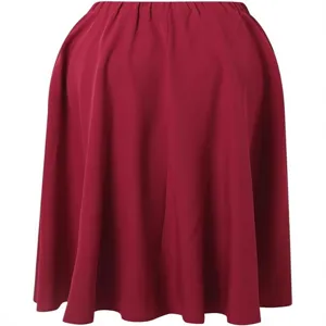 Jupe midi évasée rouge vin uni pour femme avec taille élastique pour un style élégant et quotidien