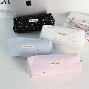 Leuk sterrenmotief canvas etui, eenvoudige multifunctionele briefpapier opbergtas voor je.
