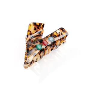 Schildpatt Acetat Haarklammer mit bunten Glitzerpunkten stilvolles Haar-Accessoire fuer Damen