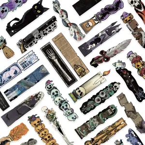 Vintage Halloween bookmarks set of 30 gothic spooky paper page markers for books gifts.