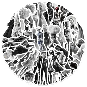 50pcs autocollants de graffiti noir et blanc de photographie surrealiste minimaliste
