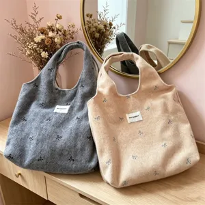 Koreaanse stijl wol strik geborduurde shopper chique casual schoudertas handtas dames