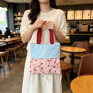Süße Farbtack Canvas Tragetasche mit Schleifen Design, ideal für den täglichen Weg und Freizeit.
