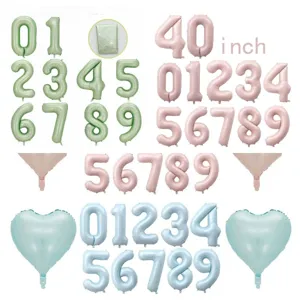 Details zu 40 Zoll Folienballons in Pastellrosa Blau und Olivgrün für Geburtstage